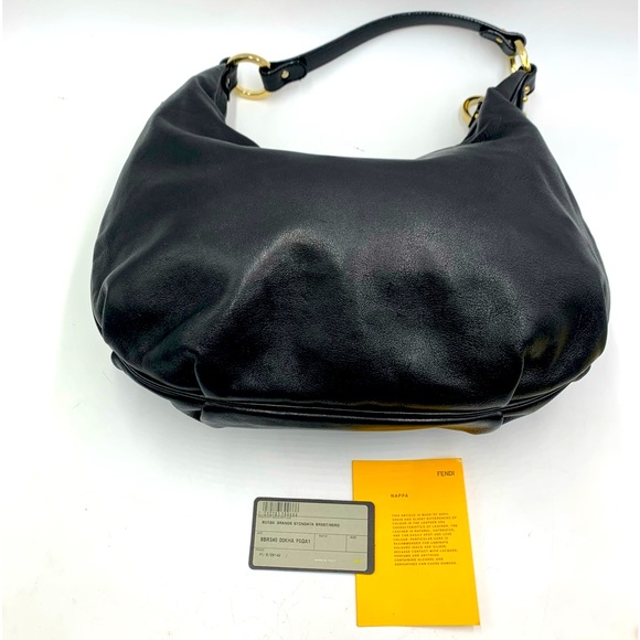 Auth Fendi Borsa Nero Calfskin Leather Bag Preloved Very Good Purse Satchel - Picture 3 of 16